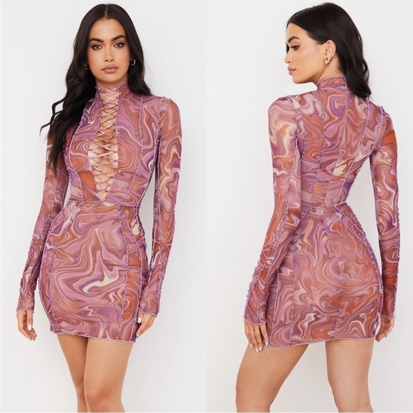 House of CB Dylan swirl laced mini dress - Picture 2 of 13